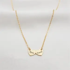 Collar de corazón personalizado con grabado para mujer, joyería familiar de acero inoxidable, nombre personalizado, 1-5