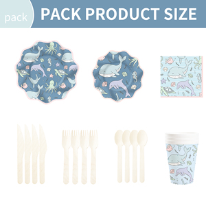 DAMAI - Decoración para Fiestas Infantiles con Temática del Mar, Suministros con Diseño de Pulpo, Tortuga y Delfín, Juego de Vajilla Desechable para Fiestas, Platos y Servilletas de Papel - Product Image 6