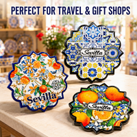 Sous-verres en céramique 3D gaufrés Souvenir touristique de Séville, Espagne – Design personnalisé, tapis isolant pour café et thé, OEM ODM sur mesure