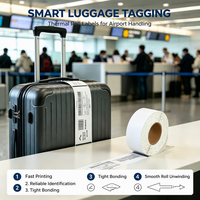 Étiquette de bagage personnalisée imperméable pour compagnies aériennes, autocollante, en PP thermique direct, pour le comptoir de check-in à l'aéroport