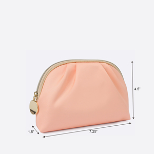 Pleated Satin Dome Cosmetic Bag with Gold-Tone Zipper for Bridesmaid Gifts and Travel Beauty Storage - Product Image 2