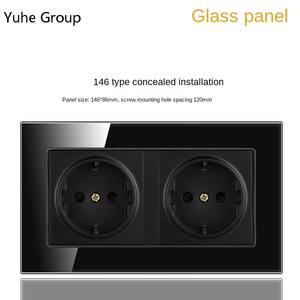 แผงกระจกแบบสัมผัส พร้อมช่องเสียบ USB 10A และเต้ารับติดผนัง 2 ช่อง พร้อมสวิตช์ไฟ LED แบบกด 1 ทาง 2 คู่ - Product Image 6