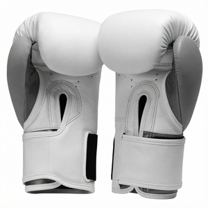 Gants de boxe en cuir PU blanc, à doigts entiers, pour MMA, Muay Thai, Sanda, antidérapants, avec fermeture au poignet, personnalisables, 6 oz - Product Image 2