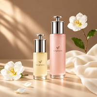 Emballage cosmétique en verre givré de luxe avec logo personnalisé, directement de l'usine, pour sérum et huile essentielle, flacon compte-gouttes à bouton poussoir