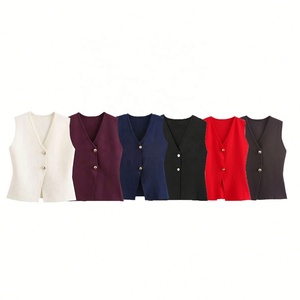 Gilet en tricot fin uni pour femme, style automne - Product Image 1