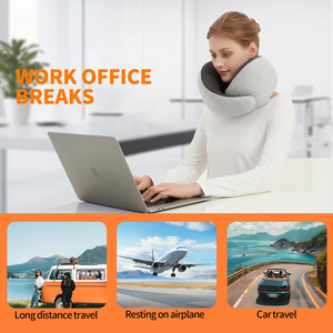 Nouveauté : Oreiller de voyage ergonomique en mousse à mémoire de forme en forme de U, réglable, pour le cou, idéal pour l'avion, la voiture, le train, le bureau et la détente - Product Image 5