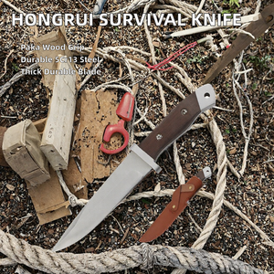Cuchillo de Supervivencia de Acero Inoxidable con Mango de Madera, Hoja Fija, para Camping y Caza, con Funda, Grado DIY, OEM Disponible - Product Image 2