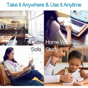 Plateau pour ordinateur portable en bambou Support pour sacs à dos portable Hauteur Support pour ordinateur portable avec supports mobiles - Product Image 5