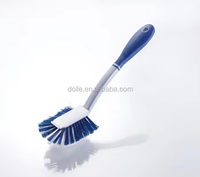 Brosse de nettoyage à double poils et long manche pour joints de carrelage, brosse de récurage en plastique pour sols de salle de bain, interstices, carreaux muraux et lavage des taches tenaces des lavabos