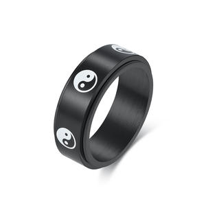 Chinese Style Yin Yang Rotating <b>Ring</b> For <b>Men</b> <b>Titanium</b> Steel Index Finger <b>Ring</b> Gold Black Silver Color Gift Jewelry - Product Image 5