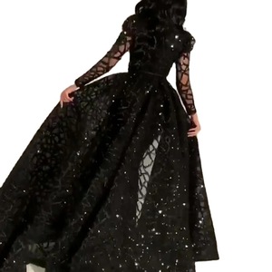 Vestido de Gala Largo para Mujer, Estilo Europeo/Americano, con Mangas Largas, Diamantes, Elegante, Ilusión de Transparencia, <span class=keywords><strong>Formal</strong></span>, de Secado Rápido - Product Image 4