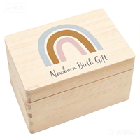 Boîte de rangement rectangulaire en bois de pin naturel pour artisanat, avec logo imprimé, peinte en blanc, boîte à souvenirs en bois pour mariage
