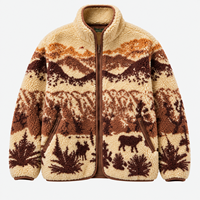 Veste polaire jacquard à poils longs pour homme, motif animalier, fermeture éclair intégrale, manteau d'hiver d'extérieur, fournisseur de vêtements en gros OEM ODM
