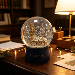 Kunstharz-Handwerk St. Michaelis-Gebäude Schneekugel Maßgefertigte Glas-Wasserkugel Weihnachtsdekoration Sammlerstück - Product Image 2