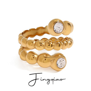 Anillo de burbujas chapado en oro para mujer Yueli con engaste de diamantes para joyería de moda para fiestas - Product Image 1