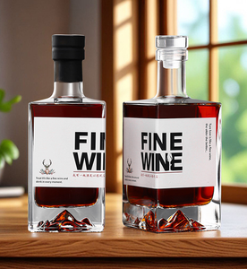 Logo personnalisé ou étiquette avec bouteilles en verre de liqueur de 375ml 500ml 750ml avec couvercle en verre ou en liège pour <span class=keywords><strong>vin</strong></span> whisky vodka brandy gin huile - Product Image 2