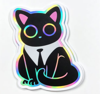 Pack d'autocollants adhésifs holographiques en vinyle PVC personnalisés avec logo de dessin animé, découpés à la forme, à gratter, pour la fabrication de bougies