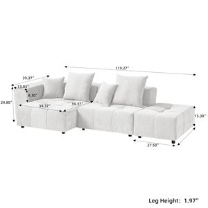 Voxhome phòng khách căn hộ đồ nội thất chân không nén Bắc Âu 3 4 5 6 7 8 chỗ ngồi Trắng Modular cắt ghế sofa bộ - Product Image 5