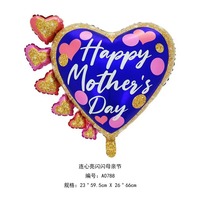Grand ballon en forme de cœur à imprimé floral, ballon en mylar à l'hélium, décoration d'amour pour la fête des mères, la Saint-Valentin, les mariages