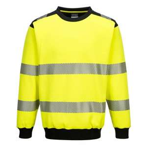 PORTWEST - PW379YBRXXL PW3 High visibility yellow/<b>black</b> <b>crew</b> <b>neck</b> <b>sweatshirt</b> - EAN 5036108341405 HI-VIS WORKWEAR - Product Image 1