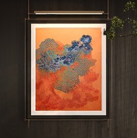 Rail mural pour œuvres d'art, cadre en métal foncé avec passe-partout blanc, éclairage LED abstrait, encadrement moderne pour décoration de bureau