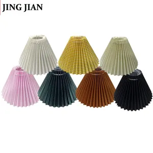 Colourful Pleated Shade Fabric Lamp Shade Hardback Plastic Table Lamps Decoration Lighting Cover