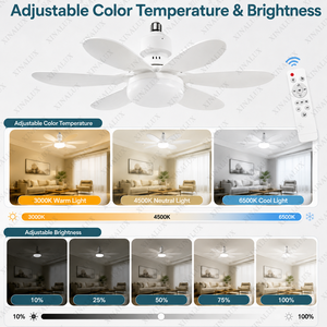 Ventilador de Techo <span class=keywords><strong>con</strong></span> Luz y Control Remoto, E27, AC85-265V, 40W, <span class=keywords><strong>con</strong></span> 6 Aspas Desmontables, para Dormitorio o Habitaciones Pequeñas - Product Image 3