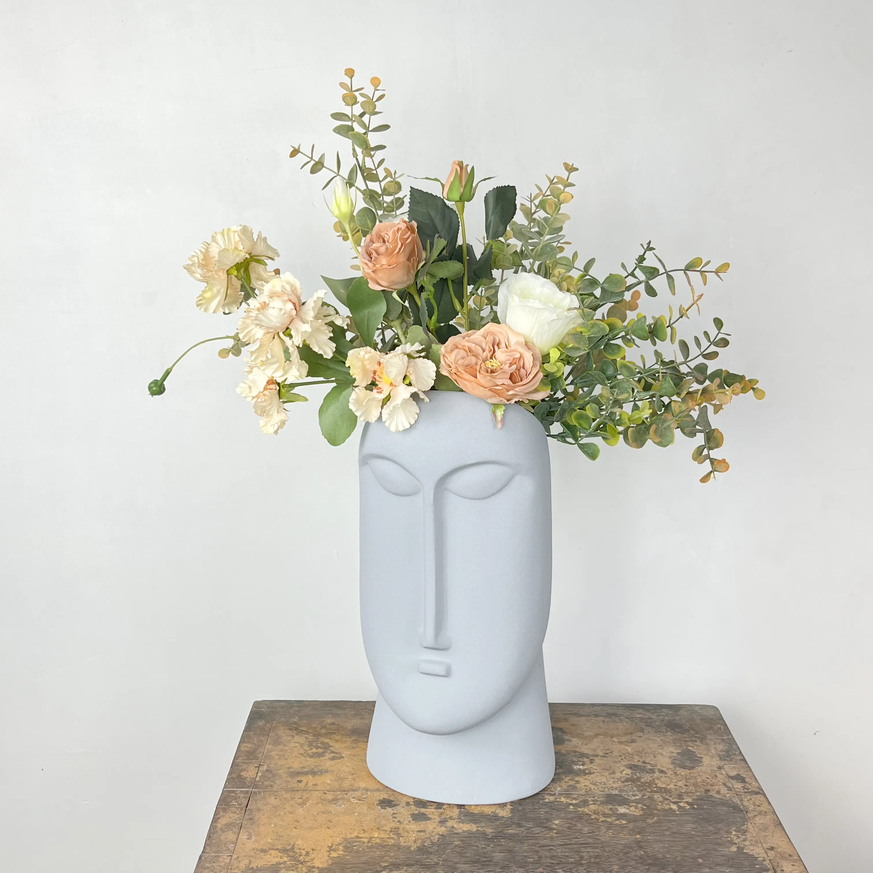 Vaso in ceramica con piante artificiali per l'arredamento della casa semplice Vintage nordico moderno soggiorno ciambella in piedi fiore