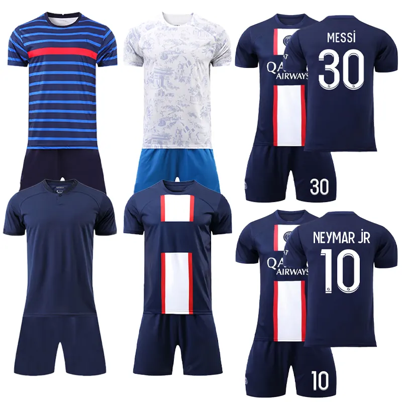 Top quality football jersey soccer uniform OEM messi Neymar Mbappe Dembele Atletico de soccer jersey 2022 2023