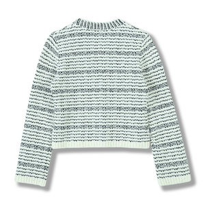 <span class=keywords><strong>Pull</strong></span> en jacquard à col en V à manches longues pour femmes, printemps-été 2025, OEM et ODM personnalisés, couleur contrastée, <span class=keywords><strong>rayé</strong></span>, cardigan en tricot avec boutons - Product Image 3