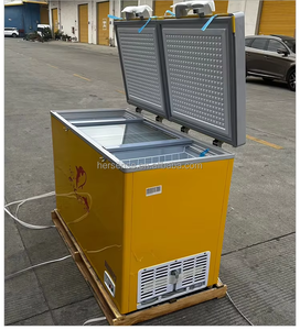 2025 TOP DOOR STEEL PLATE <b>SMALL</b> COMMERCIAL <b>SLIDING</b> DOOR ICE FREEZER 500L CHEST FREEZER TOP LOADING YELLOW FREEZER - Product Image 5