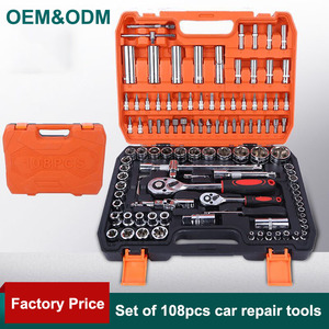 Ensemble de 108 pièces Cr-V mécanique clé à cliquet douille ensemble d'outils combinés Kits d'outils de réparation à la main pour voitures, motos et vélos - Product Image 5