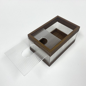 Wood Grain Tissue Box <b>Acrylic</b> 20x13x10.5 Cm For Home Living Room Car Bathroom Desktop <b>Storage</b> Customizable Logo - Product Image 2