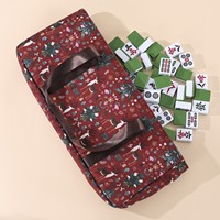Jeu de Mahjong américain portable personnalisé avec motif de cerf de Noël, ensemble complet avec supports de tuiles en acrylique