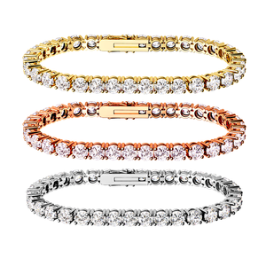 Tennis <strong>Bracelet</strong> 18K Gold Plated S925 Sterling <strong>Silver</strong> Custom Cz Moissanite Lab Grown Diamond Tennis Hand <strong>Bracelet</strong> for Women <strong>Men</strong> - Product Image 1