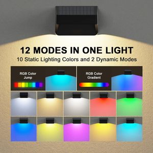 Solar Powered <b>Outdoor</b> Wall Lamp WL05 Inductive Switch 7 Color Ambient Lighting Fence <b>Step</b> Light - Product Image 3
