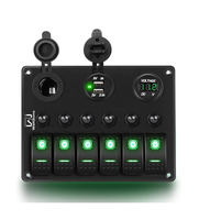 Panneau d'interrupteur de voiture 6 gangs étanche 12V-24V DC sélecteur de puissance marine panneau d'interrupteur à bascule avec prise de chargeur USB pour bateau Jeep RV