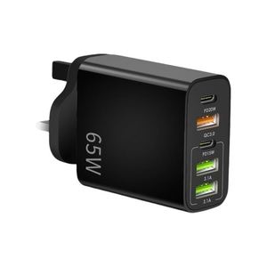 Black Color <b>UK</b> <b>Plug</b> <b>Adapter</b> EU 65w Portable Fast Charging Power Wall Charger <b>Adapter</b> for Hotel - Product Image 1
