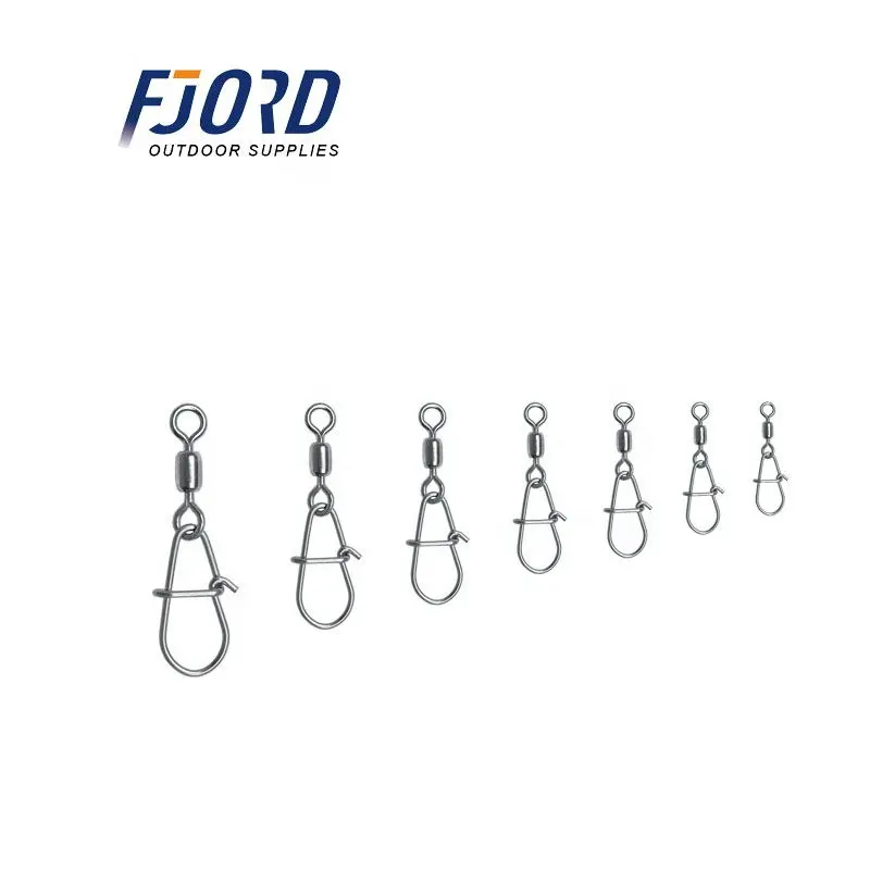 FJORD Multi Kinds of stainless steel snap swivel fishing connector swivel ball bearing fishing swivel snap