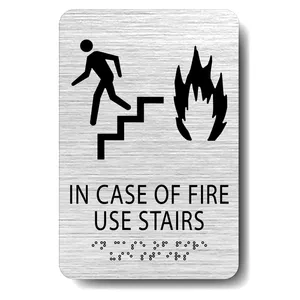 Yangın kullanımı durumunda merdivenler bu asansör braille işareti 6x9 inç ACM malzeme tabela kullanmayın
