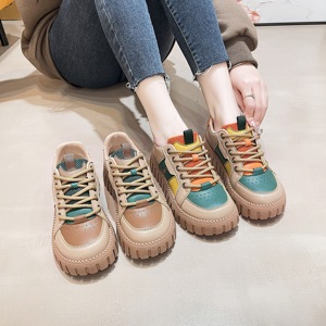 Chaussures de sport à plateforme pour femmes multi-saisons, portées <span class=keywords><strong>sans</strong></span> frotter les pieds, respirantes, assorties de couleurs, chaussures décontractées à la mode coréenne - Product Image 1