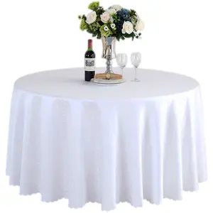 Durable jacquard Wedding White Round Tablecloth 120Inch Round hotel Table Cloth