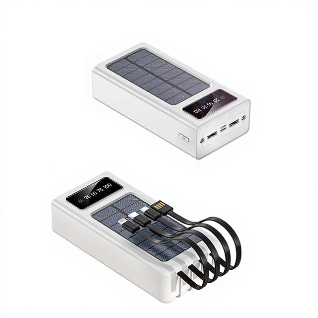 High Fast Charging 2-in-1 Quick Charger Portable Outdoor Solar Li-Polymer Power Bank 30000mAh Micro USB/Type-C Input DC 4-Line