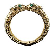 Bracelet de luxe en or plaqué 18 carats avec tête de léopard, design creux, ensemble de bijoux tendance avec bracelet en zircon cristal pour femmes