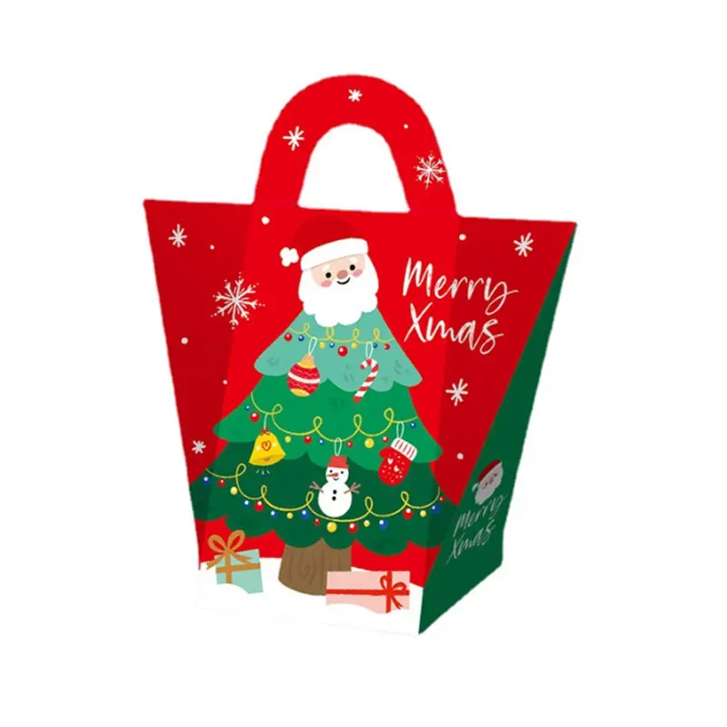Kotak Kertas Hadiah Natal Terbaru Pesanan Khusus Membawa Rumah Kue Coklat Lipat Portabel Kertas Papan Kertas Kemasan Apple