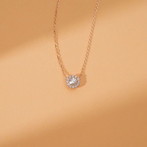 Novedades en Joyería Fina, Collar de Plata 925 con Baño de Oro de 14K, Delicado Collar con Colgante de Halo - Product Image 6