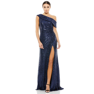 Vestido de noche largo con lentejuelas y silueta de sirena, elegante y sexy para mujer, con abertura alta, ideal para fiestas de graduación. - Product Image 1