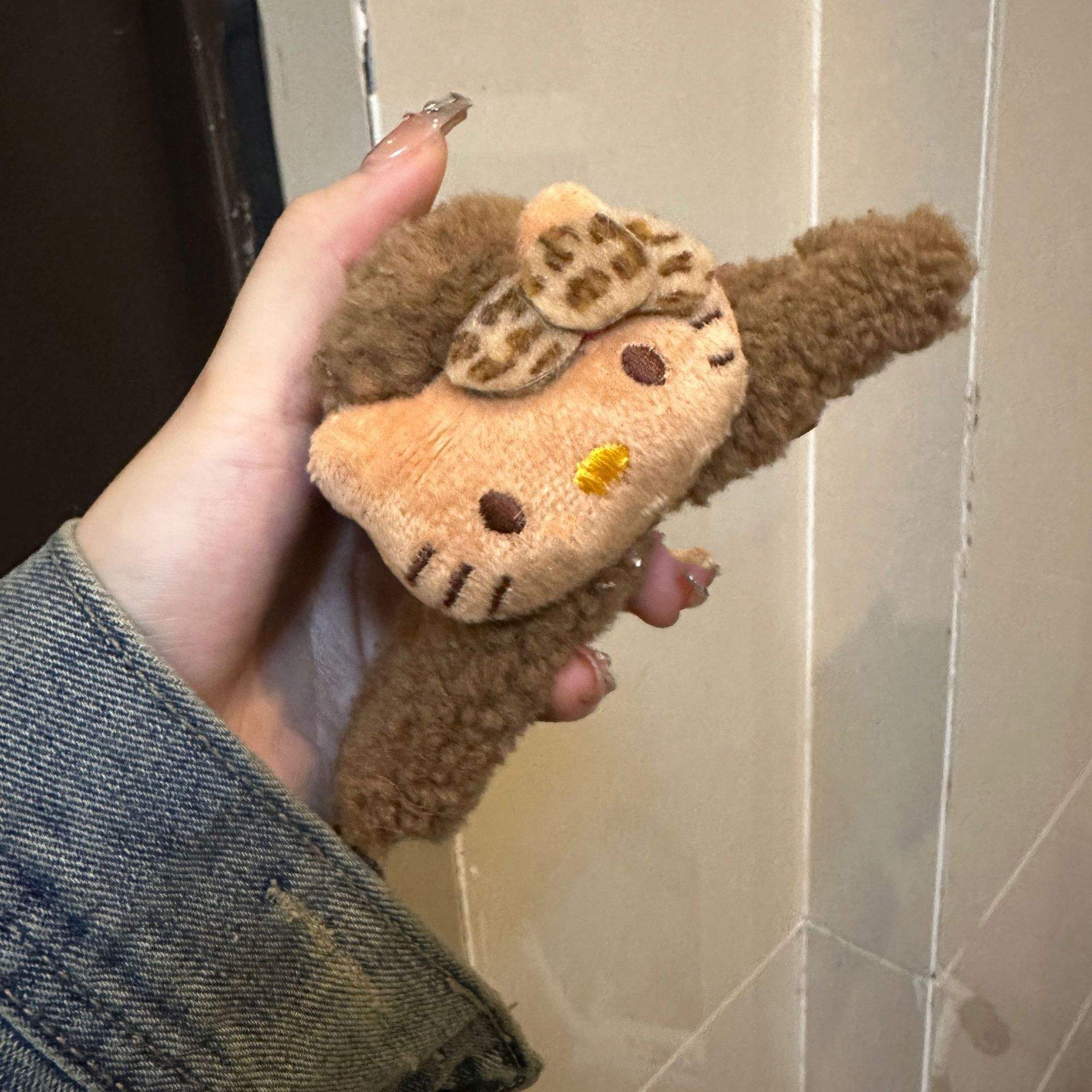 ที่หนีบขนกำมะหยี่11cm-leopard กาแฟตื้น KT