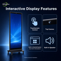 Affichage numérique interactif sur pied avec écran tactile LCD pour la publicité intérieure sur roues