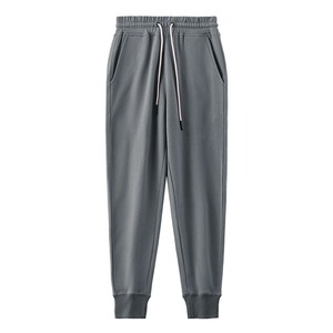 Joggers 360G en coton 100% pour hommes-Pantalon de survêtement fuselé gris lavé vintage avec chevilles à revers, pantalon de salon décontracté en tricot minimaliste - Product Image 4